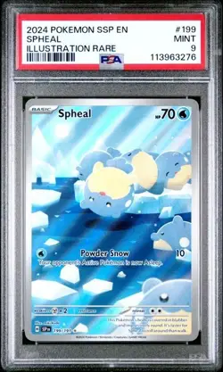 2024 POKEMON SSP EN-SURGING SPARKS 199 SPHEAL ILLUSTRATION RARE PSA 9 - Image 1