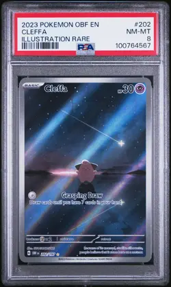 2023 POKEMON OBF EN-OBSIDIAN FLAMES ILLUSTRATION RARE #202 CLEFFA PSA 8 - Image 1