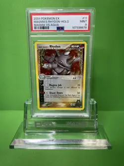 2004 POKEMON EX TEAM MAGMA VS TEAM AQUA 11 TEAM MAGMA'S RHYDON-HOLO PSA 9 - Image 1