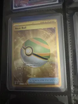 Pokemon TCG Nest Ball Scarlet Violet Hyper Rare Gold Card 255/198 Base Set - Image 1