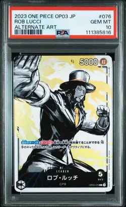 PSA10 One Piece Card Game Rob Lucci L Leader Parallel OP03-076 Japanese - Image 1