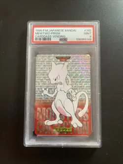 PSA 9 Mewtwo Bandai Carddass Prism Holo Pokemon Card Red 1996 - Image 1