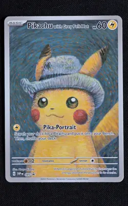 Pikachu With Grey Felt Hat 085 Promo Card Pokemon X Van Gogh Museum - NM - Image 1