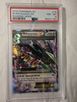 2015 Pokemon XY M Rayquaza EX Roaring Skies PSA 8 - Image 1