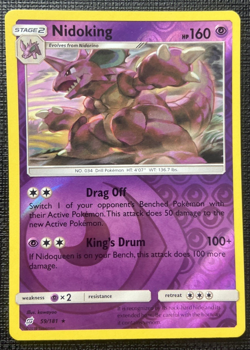 Nidoking 59/181 Sun and Moon Team Up Reverse Holo Rare NM Pokemon 2019 - Image 1