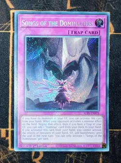 YUGIOH Songs of the Dominators (ALIN-EN078) Secret Rare 1st Edition Near Mint - Image 1