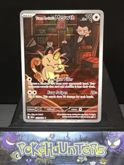 Pokemon Card Team Rocket's Meowth 203/182 Illustration Rare Destined Rivals NM - Image 1
