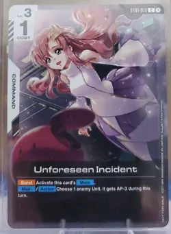 Gundam TCG, ST01-014, Command Unforeseen Incident C Alt Prize Card - Image 1