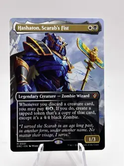 Hashaton, Scarab's Fist 0001 Borderless Commander Aetherdrift DEC MTG NM - Image 1