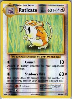 Raticate 67/108 Rare - Pokemon TCG XY: Evolutions - Reverse Holo (NM) - Image 1