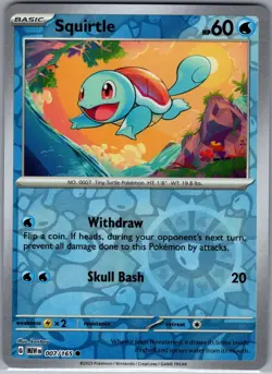 Squirtle 007/165 Common - Pokemon Scarlet & Violet 151 - Reverse Holo (NM) - Image 1