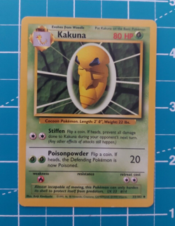Kakuna Base Set 33/102 Uncommon Pokemon Card Unlimited 1999 LP - Image 1