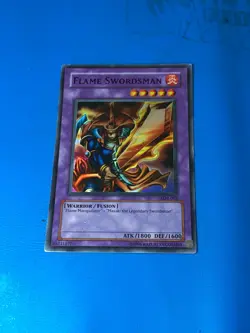 YUGIOH Super Rare Flame Swordsman LOB-003 PLAYED - Image 1