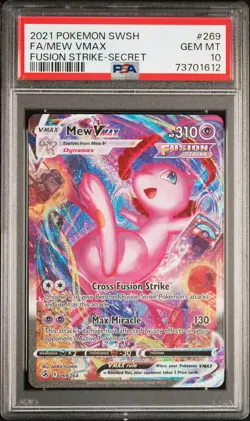 2021 POKEMON SWORD & SHIELD FUSION STRIKE SECRET #269 FULL ART/MEW VMAX PSA 10 - Image 1