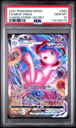 2021 POKEMON SWORD & SHIELD FUSION STRIKE SECRET #269 FULL ART/MEW VMAX PSA 10 - Image 1