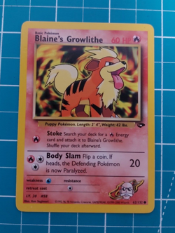 Blaine's Growlithe 62/132 Gym Heroes Unlimited WotC 2000 Vintage Pokemon TCG NM - Image 1