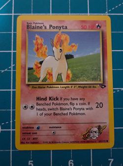 Blaine's Ponyta 64/132 Gym Challenge Unlimited WotC 2000 Vintage Pokemon TCG NM - Image 1