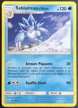 CARTE POKEMON Sablaireau d’Alola Ultra-Prisme 29/156 Excel. etat, jamais jouee - Image 1