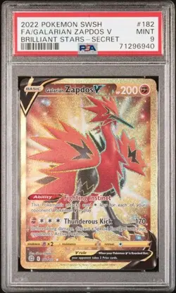 2022 POKEMON BRILLIANT STARS FULL ART GALARIAN ZAPDOS V GOLD - PSA 9 MINT - Image 1