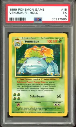 1999 Pokemon Base Set Venusaur holo #15 PSA 5 EX - Image 1
