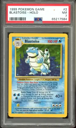 1999 Pokemon Base Set Blastoise holo #2 PSA 7 NM - Image 1
