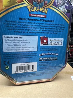 Pokemon 2016 Volcanion EX Battle Heart Collectors Tin - Factory Sealed 820650801464 - Image 3