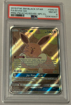 Eevee GX SM233 Full Art Black Star Promo Card Pokemon 2019 PSA Graded 8 - Image 1