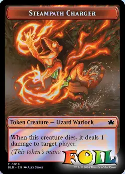 Treasure / Steampath Charger 2-Sided Token 29/19 MTG Bloomburrow NP Foil - Image 2