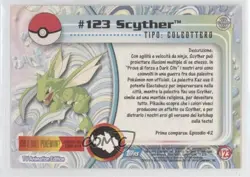 Scyther Italian Topps Pokemon TV Animation Edition Series 3 #123 2000 04qn - Image 2