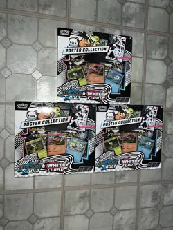 Pokemon TCG Black Bolt & White Flare Unova Poster Collection SEALED LOT OF 3 - Image 1