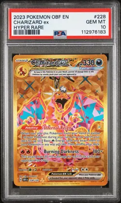 PSA 10 💎 - Charizard ex 228/197 Pokemon Sv03: Obsidian Flames Hyper Rare Gold - Image 1