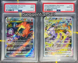 PSA 10 & 9 Charizard Mewtwo VSTAR SAR Sequential Set Japanese Pokemon Card - Image 1