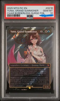 2025 MTG FINAL FANTASY COMMANDER #0216 YUNA, GRAND SUMMONER PSA 10 - Image 1
