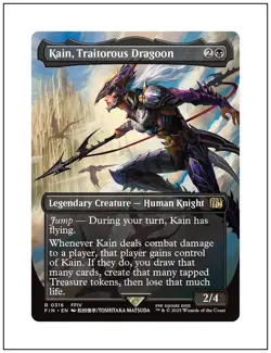 1x Kain, Traitorous Dragoon, Borderless Art, Final Fantasy, MTG NM - Image 1