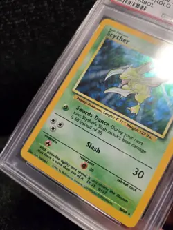 PSA 9 Mint Pokemon 1999 Unlimited Holo Scyther Jungle No Symbol Error #10 Rare! - Image 4