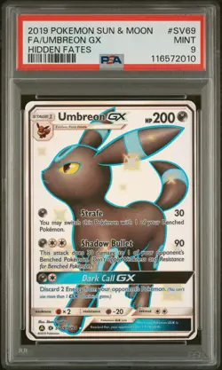 2019 POKEMON SUN & MOON HIDDEN FATES #SV69 FULL ART/UMBREON GX PSA 9 - Image 1
