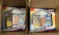 2x Case of 6 (12 Boxes) Pokemon Scarlet V Prismatic Evolutions Poster Collection - Image 1