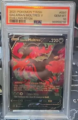 2021 Pokemon SWSH Galatian Moltres V Chilling Reign PSA 10 - Image 1