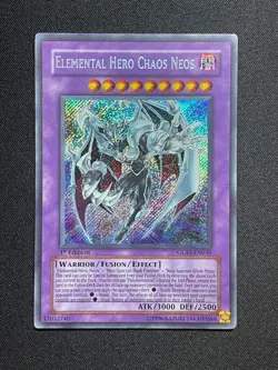 E-Hero Chaos Neos 1st ED GLAS-EN036 Secret Rare YuGiOh Card English Holo - Image 1