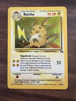 Raichu 14/62 Fossil Unlimited Holo Rare 1999 WOTC Pokemon TCG Card - Image 1
