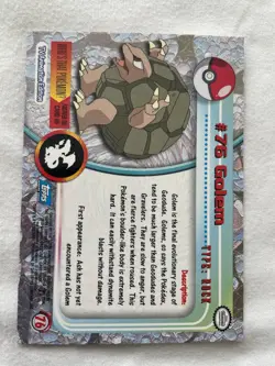 Golem #76 Non Holo Blue Logo Topps Pokemon TV Animation Edition Near Mint NM - Image 2