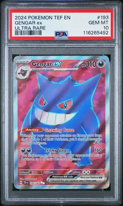 2024 POKEMON TEF EN-TEMPORAL FORCES ULTRA RARE #193 GENGAR EX PSA 10 - Image 1