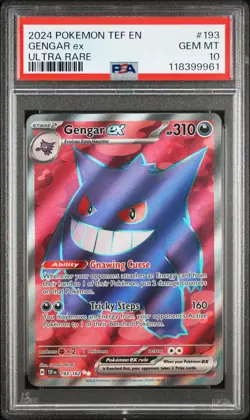 2024 POKEMON TEF EN-TEMPORAL FORCES ULTRA RARE #193 GENGAR EX PSA 10 - Image 1