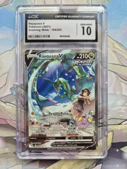 Pokemon CGC 10 Gem Mint Evolving Skies Alt Art Rayquaza V 194/203 - Image 1