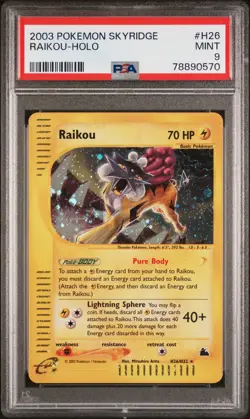 2003 POKEMON SKYRIDGE #H26 RAIKOU-HOLO PSA 9 - Image 1