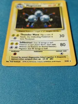Pokemon TCG Magneton Base Set Holo Card 9/102 Unlimited Rare WOTC - Image 3