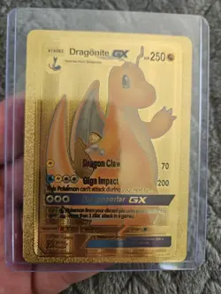 Dragonite GX Gold Foil Fan Art Vinyl Textured Collector Pokemon Card Hp250 - Image 1