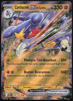 Carte Pokemon Carchacrok-ex de Cynthia 104/182 Rivalites Destinees Francais - Image 1