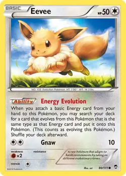 Reverse Holofoil - Eevee - 80/111 / MP / English Pokemon TCG - Image 1