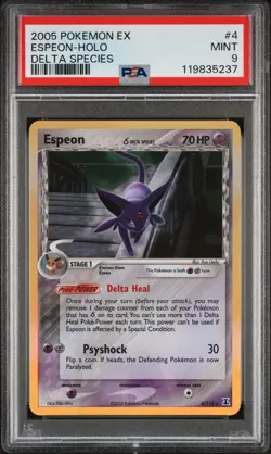 2005 POKEMON EX DELTA SPECIES #4 ESPEON-HOLO PSA 9 - Image 1